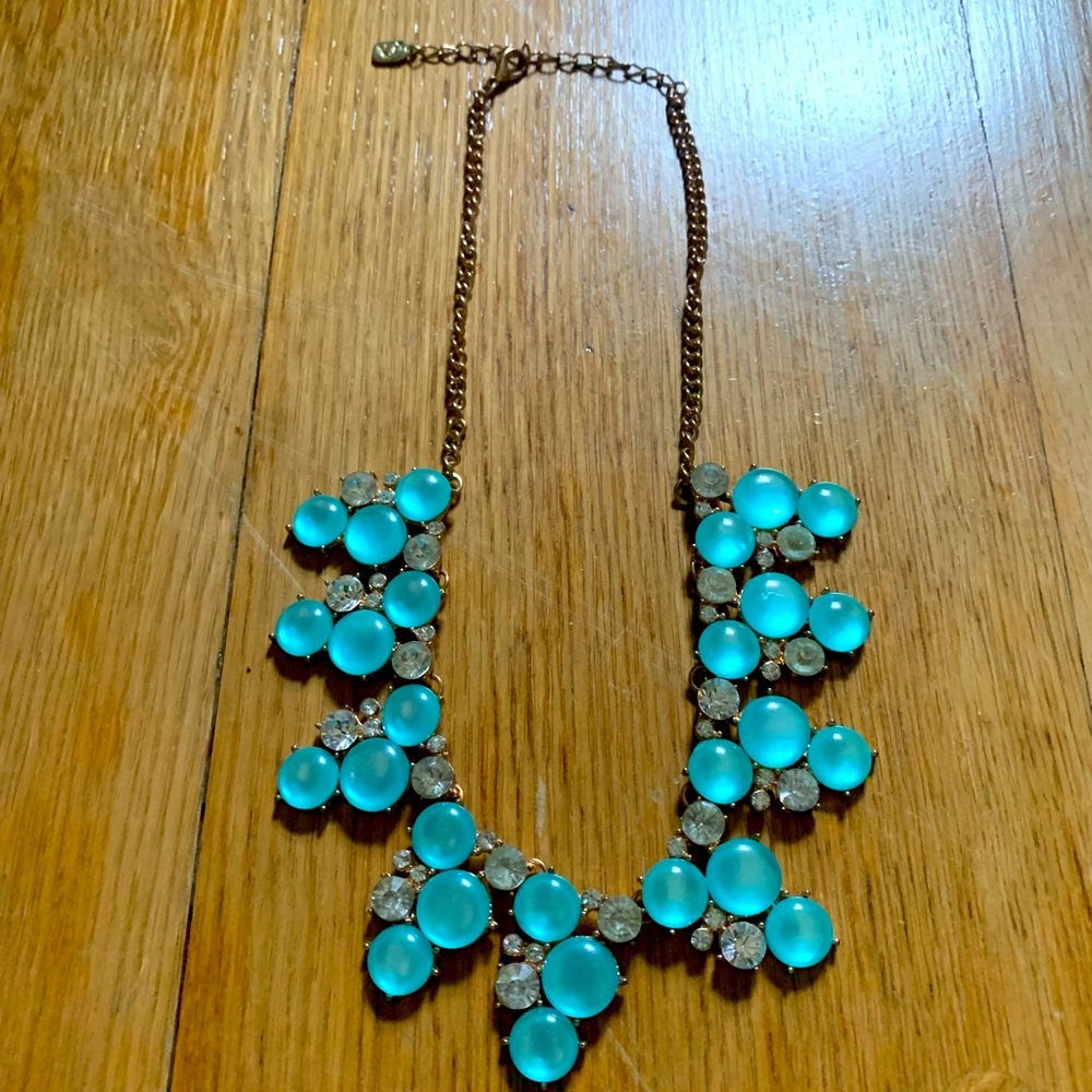 Blue and rhinestone beaded necklace
